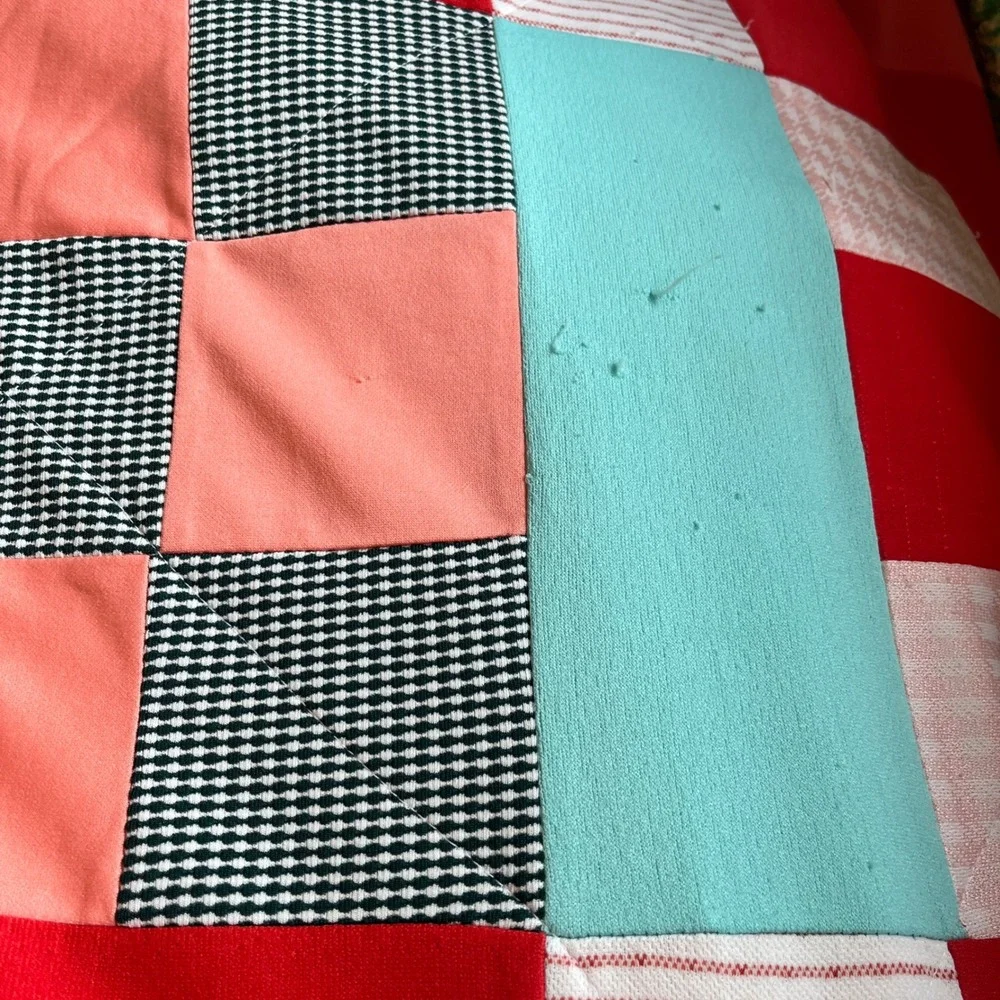 Quilt Patchwork Quilt Double Knit Polyester Colorful Handmade Nine Block F/W